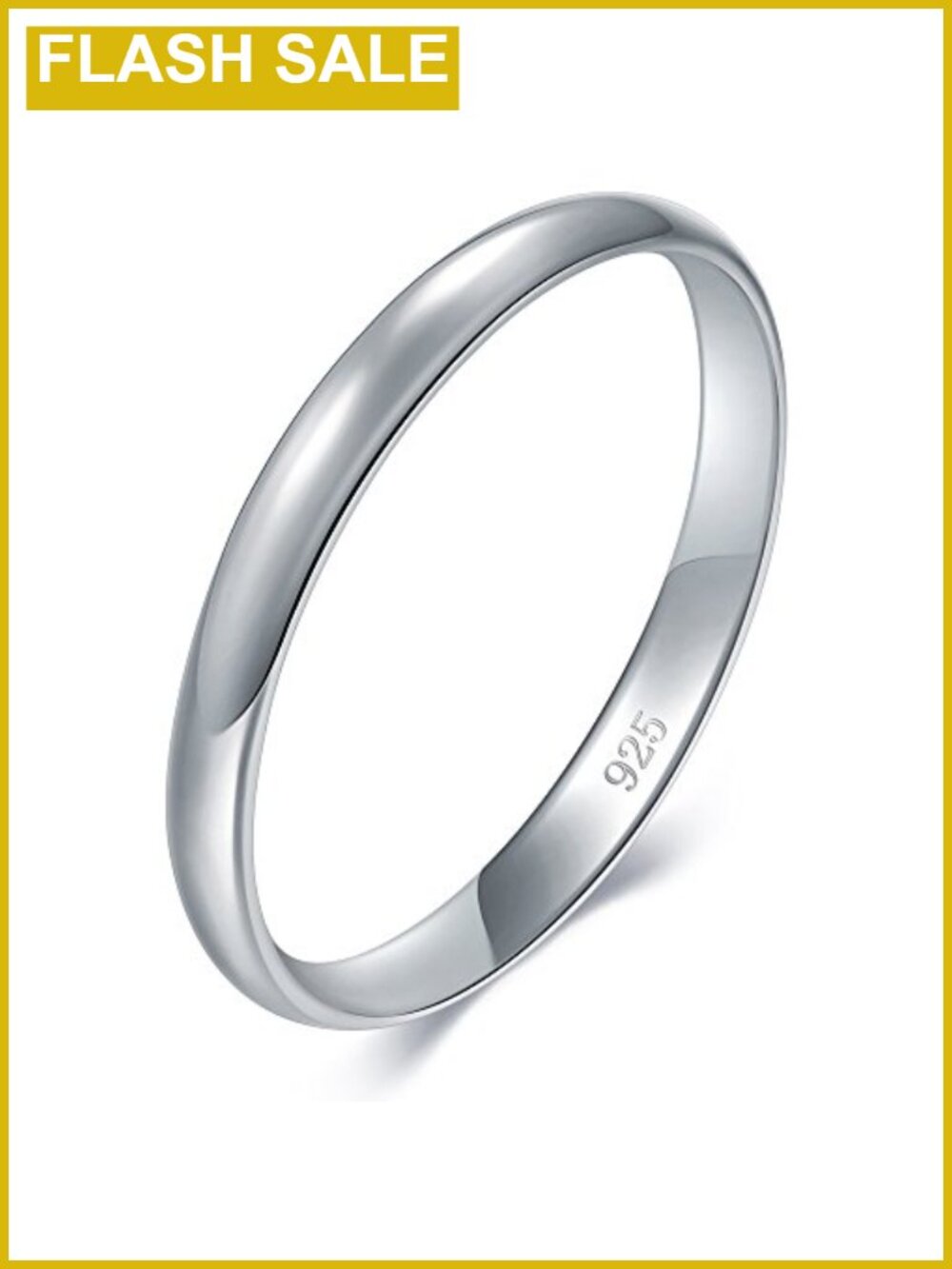 Sterling Silver Platinum Plated Stacking Ring Band Comfort Fit 2mm